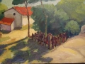 Авторска картина "Селски пейзаж" масло платно 1980 г, снимка 6