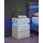 VASAGLE MDF нощно шкафче с LED осветление, регулируеми цветове и интензитет, 35x40x55cm, бяло, снимка 2
