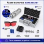 Мощен син акумулаторен лазер 5000mW 5 приставки пука балон запалва клечка кибрит цигара батерии 1634, снимка 4