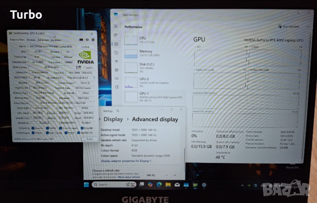 15.6' 144Hz GIGABYTE G5 Core i5-13500H/RTX 4060 8GB/16GB DDR5/512GB/Бат.4ч., снимка 6 - Лаптопи за игри - 54059804