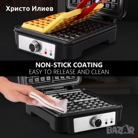 Гофретник 1200W Мощен голям за 4 гофрети, снимка 4 - Гофретници - 54425458