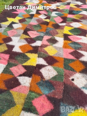 АНТИКВАРЕН ръчно тъкан вълнен килим/козяк, снимка 7 - Антикварни и старинни предмети - 54156752