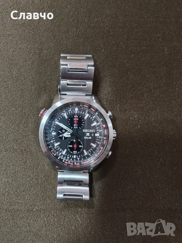 SEIKO ProspeX SSC349P1 Sky Solar V176 Chronograph Pilot Steel NOS Stainless Date