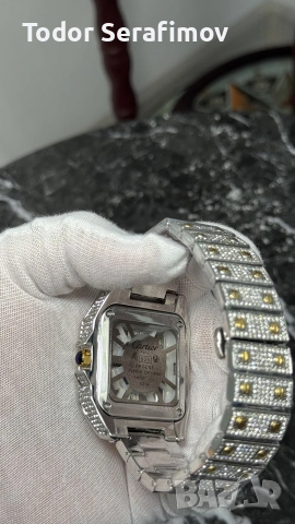 Мъжки часовник Cartier Santos Skeleton Iced Out Two-Tone, снимка 2 - Луксозни - 55266685