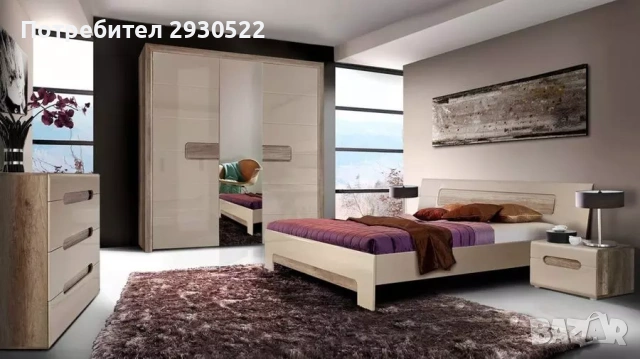 Спалня, спален комплект TIZIANO легло с матрак 160*200, трикрилен гардероб, скрин 