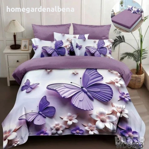 Флорален спален комплект с ластик 100% памук 200x230 / 180x200, снимка 11 - Спално бельо - 54094912