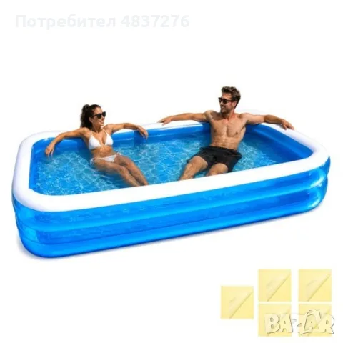 Голям семеен надуваем басейн, снимка 8 - Басейни и аксесоари - 55353215