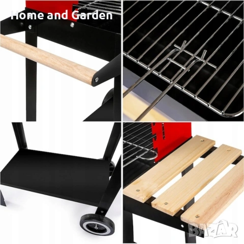 Градинско барбекю на колела, емайлирана стомана, 4 степени + Подарък 3 прибора, снимка 8 - Барбекюта - 54027802