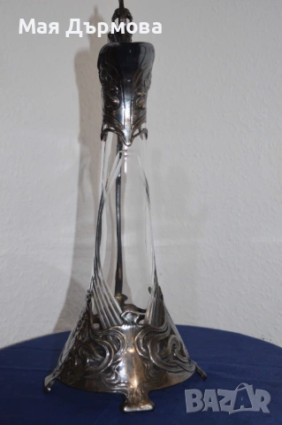  СТАРИННА каничка за вино СЕЦИСИОН СРЕБРО 800 проба, снимка 9 - Антикварни и старинни предмети - 54169179