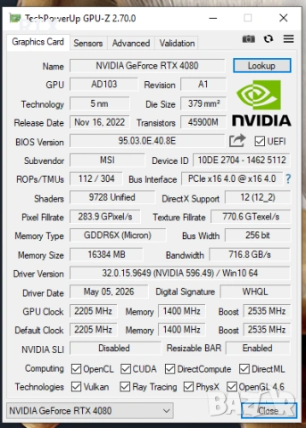 RTX 4080 Ventus 5800X 32GB 3200MHZ, снимка 3 - Видеокарти - 55070283
