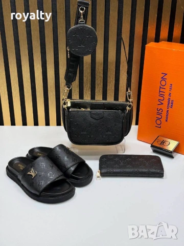 Louis Vuitton Нов Дамски Черен Комплект , снимка 3 - Чанти - 54646655