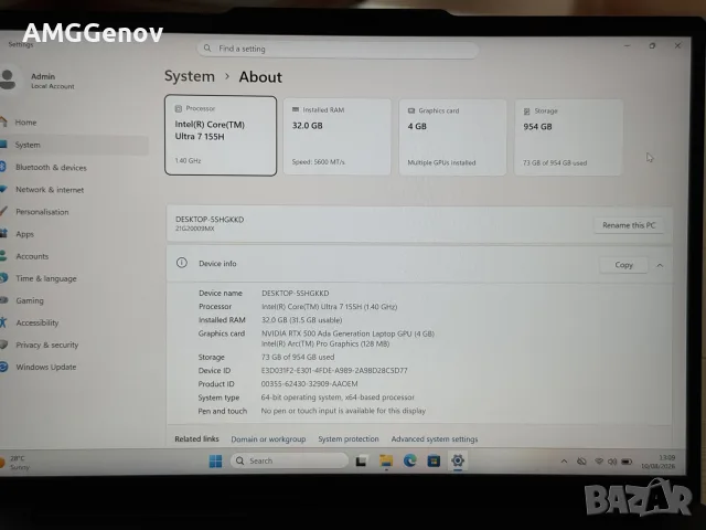Нов 14.5’ FHD+IPS Ultra 7 165H 32GB DDR5 Lenovo Thinkpad p14s Gen 5/Nvidia RTX 500 Ada 4GB 1TB SSD, снимка 8 - Лаптопи за работа - 55068176
