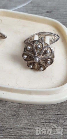 Стари сребърни филигранни бутонели, ръкавели, снимка 7 - Антикварни и старинни предмети - 54189117