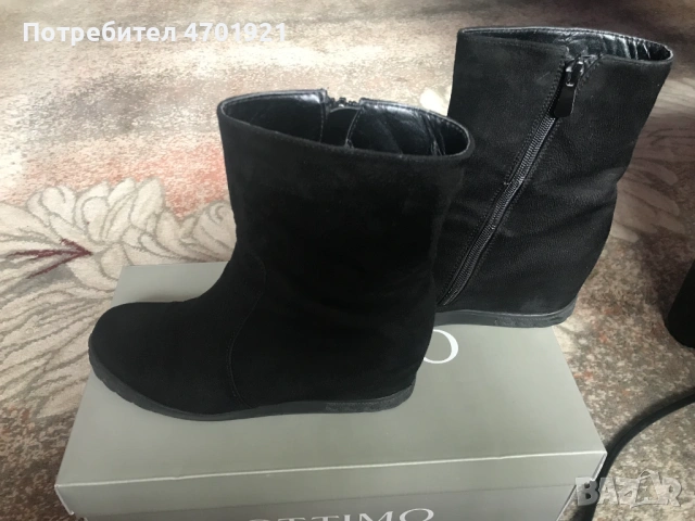 Черни велурени боти на платформа, снимка 3 - Дамски боти - 53042186