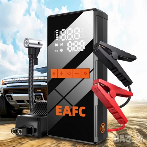 4в1 - Jump Starter (бичѐ), Power Bank със 150 PSI компресор и LED фенер 