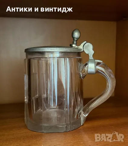 Антикварна немска халба за бира с оловен капак (Altenötting), 0.5 л – Край на XIX век, снимка 2 - Антикварни и старинни предмети - 55692595