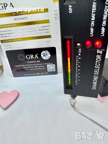 Сребърно колие с мойсанит (диамант) 1 карат, снимка 6 - Колиета, медальони, синджири - 54182718