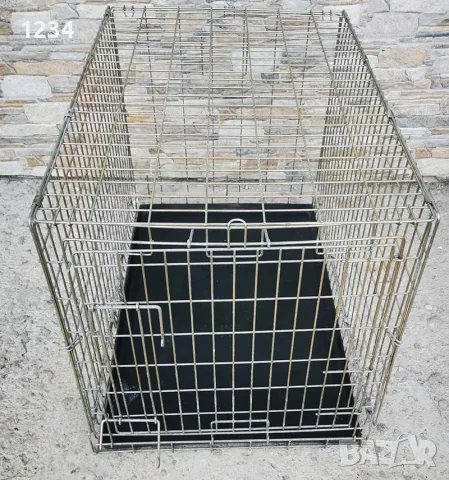 метална сгъваема клетка за куче 79x55x61см за транспорт и стационар, снимка 3 - За кучета - 55403376