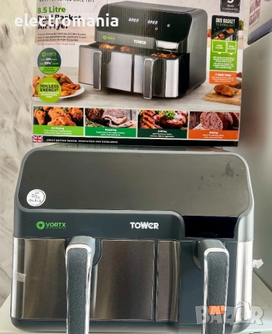 ЧИСТО НОВ!!! фритюрник с горещ въздух Vortx Tower T17099 8,5л , снимка 3 - Фритюрници - 54377934