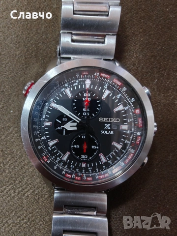 SEIKO ProspeX SSC349P1 Sky Solar V176 Chronograph Pilot Steel NOS Stainless Date, снимка 2 - Мъжки - 55212269