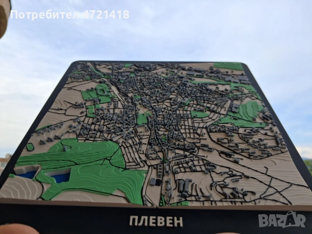 3D Релефна Карта на Плевен – Декоративен Макет / Подарък, снимка 6 - Декорация за дома - 54781820