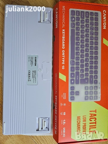 Механична клавиатура Canyon – OnType 10, TKL, виолетова, снимка 3 - Клавиатури и мишки - 54793776