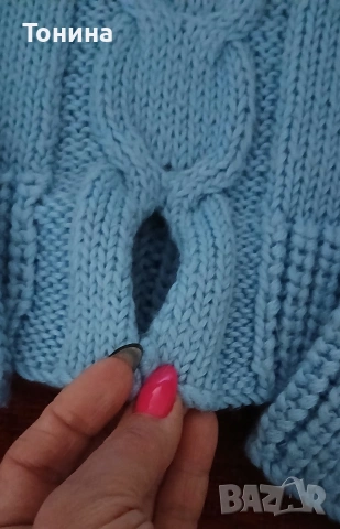 Дамски пуловер ръчно плетиво , снимка 3 - Блузи с дълъг ръкав и пуловери - 54031952