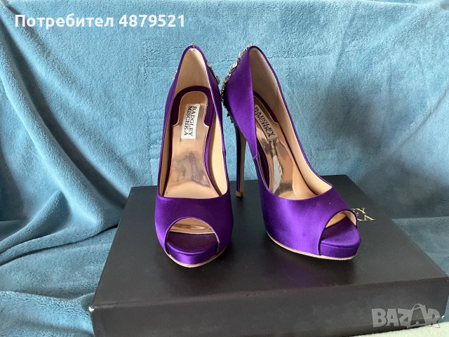 Нови изящни обувки Badgley Mischka Kiara Purple Satin size 37, снимка 7 - Дамски елегантни обувки - 55206348