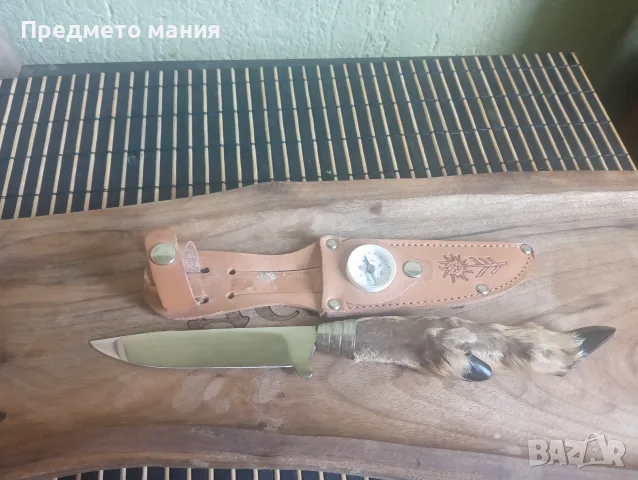 Уникален ловен нож с дръжка от сърнешки крак