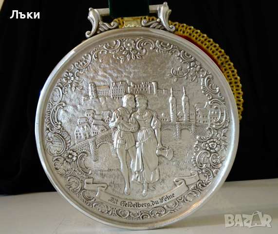 Калаен плакет,медал,Влюбени,калаена сватба. , снимка 4 - Антикварни и старинни предмети - 54670362