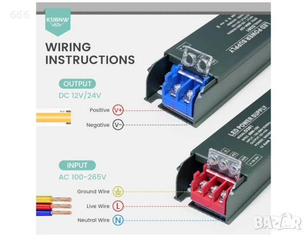 Трансформатор за LED ленти, AC 230 V към DC 24 V 1 A, снимка 3 - Друга електроника - 54105987