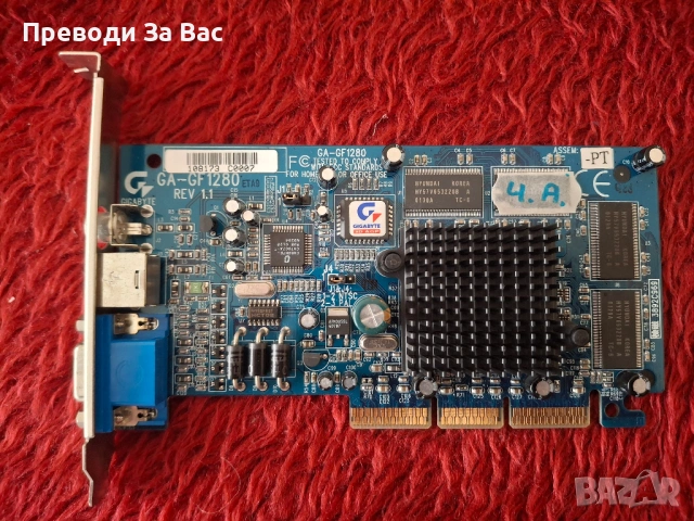 Видео карти AGP GEFORCE2 MX-400, Gigabyte GA-GF1280, снимка 3 - Видеокарти - 54167651