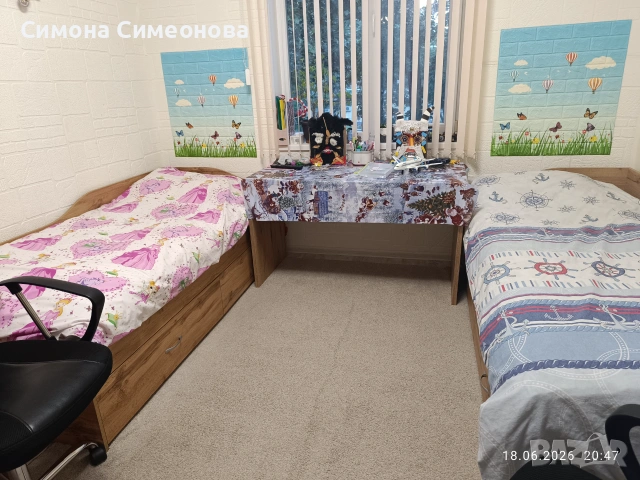 2бр Легла 90/200+ 2бр матраци+ 2бр гардероби+ скрин, снимка 6 - Спални и легла - 55031151