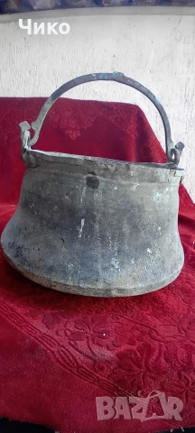 Стар бакърен медник 12л, снимка 3 - Антикварни и старинни предмети - 54600652