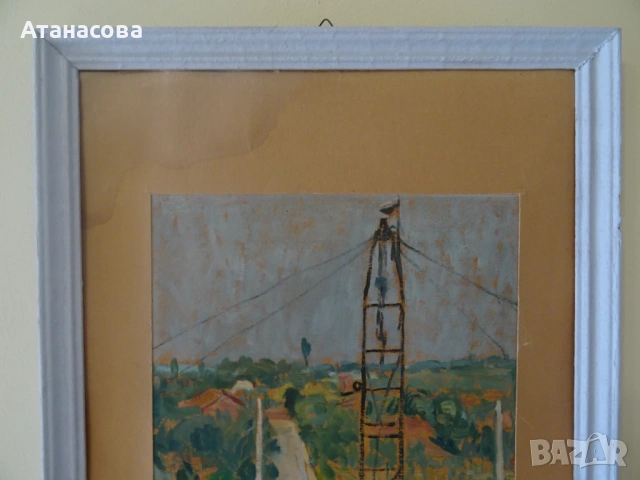 ВЕНЕЛИН ПЕЦЕВ Картина пейзаж "Сондата..." акрил подписана 1971 г, снимка 4 - Картини - 54869468