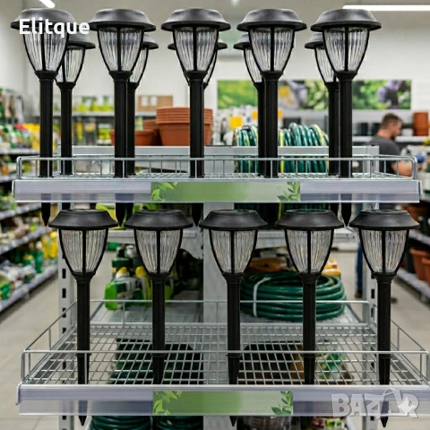 Комплект соларни градински лампи 10 броя – LED външни фенери IP44