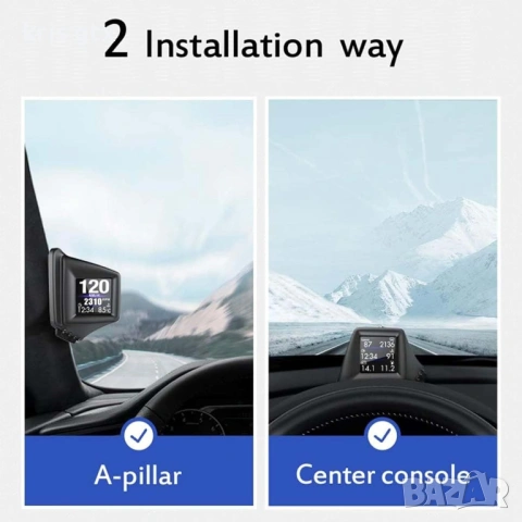 Head Up дисплей, автомобилен HUD P8, OBDII и GPS двойна система, снимка 3 - Аксесоари и консумативи - 54769184