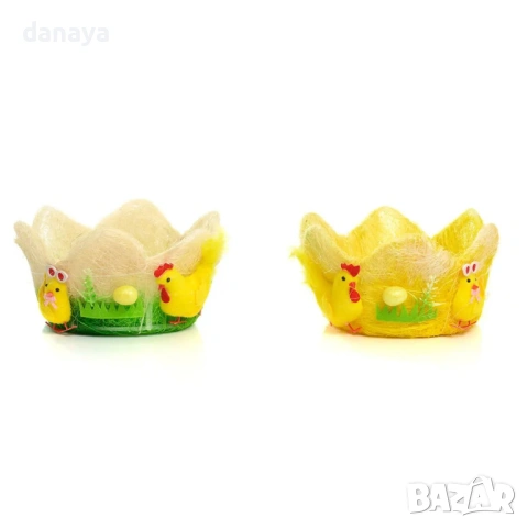 6526 Великденски панер за яйца с пиленца, кошничка за Великден, 20 см, снимка 4 - Декорация за дома - 53982644