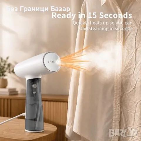 Нов Компактен уред за гладене на дрехи с пара 1500W, керамична плоча, 120 мл, Пътна ютия, снимка 4 - Други - 55412477