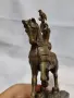 Масивна винтидж  бронзова статуетка изобразяваща соколарка на кон по време на лов, снимка 11