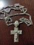 Внушителен детайлен посребрен ланец с кръст с цирконий , снимка 6