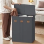 Кош за пране SONGMICS с 3 отделения, 160 л, с капак, 5 етикета, подвижна и переща се вътрешна торба, снимка 2