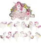 12 бр Еднорог Unicorn Birthday къси картонени топери топер за торта мъфин, снимка 3