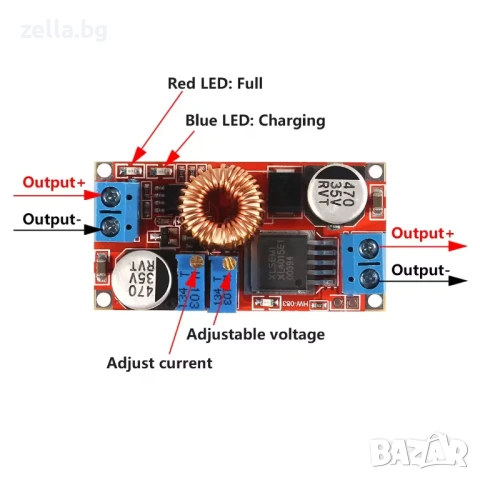 DC-DC Step-Down конвертор XL4015 5A с регулиране на напрежение и ток (CC/CV) 10394, снимка 3 - Друга електроника - 54692013