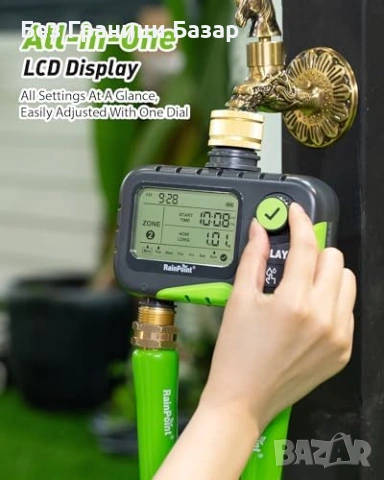 Нов Автоматичен таймер за напояване 2 изхода LCD IP65 за градина двор поливане растения, снимка 2 - Напояване - 54638062