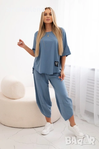 Дамски памучен комплект блуза + панталон, 9цвята , снимка 10 - Комплекти - 46468229