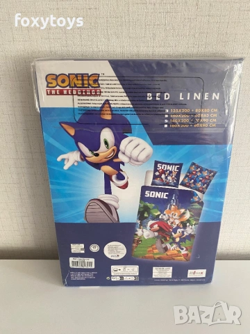 Детски спален комплект Sonic the Hedgehog, Соник– спално бельо за единично легло 140х200 см, снимка 4 - Спално бельо и завивки - 54224559