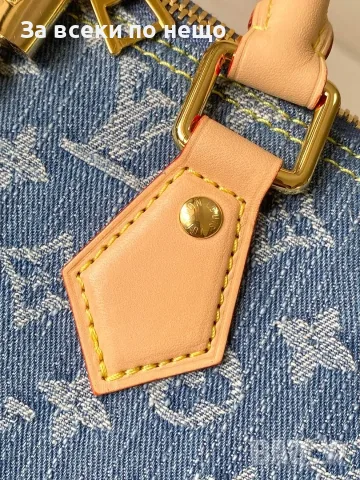 LV/Speedy Bandoulière 30/Denim Blue Дамска Синя Чанта Monogram Деним Плат С Естествена Кожа К. ch54, снимка 5 - Чанти - 55418894