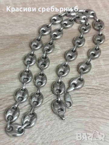 Масивен сребърен ланец а, снимка 2 - Колиета, медальони, синджири - 53666839