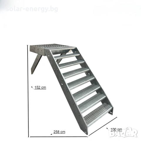 Метално стълбище с площадка 8 стъпала | За монтаж към стена | Поцинковано, снимка 3 - Други - 54236222